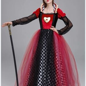 Red and Black Queen of Hearts Kids Costume Dress